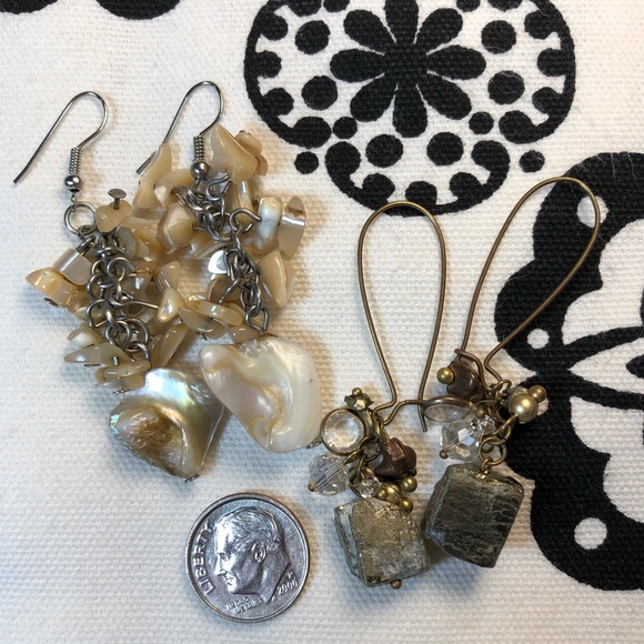 Set of 2 neutral dangle earring sets; J. Crew - Picture 2 of 2